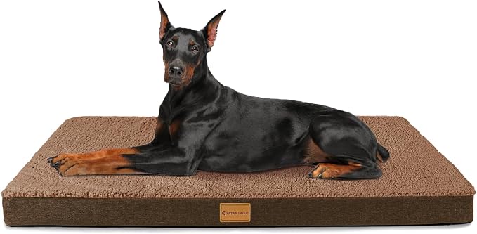 Patas Lague Orthopedic Large Dog Bed Washable Pet Sofa Mat 56''X40'' Brown | Egg-Crate Foam Dog Couch For Large Sized Dogs, Waterproof Removable Cover, Soft Pet Crate Bed With Nonskid Bottom