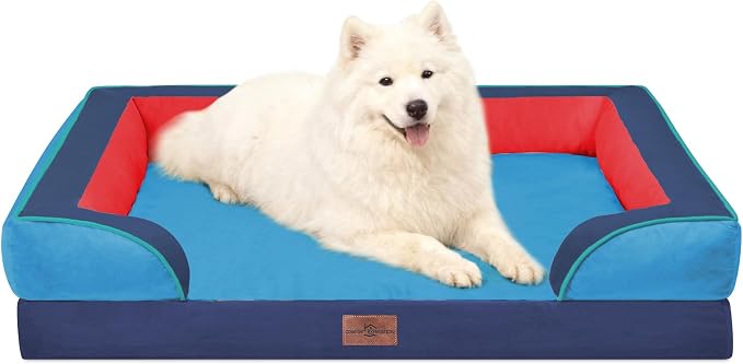 Comfort Expression Orthopedic Dog Beds for Large Sized Dog with Bolster | Waterproof Dog Couch Bed with Washable Cover & Non-Slip Bottom, Supportive Egg Crate Foam Large Pet Bed, 36x27 Inch