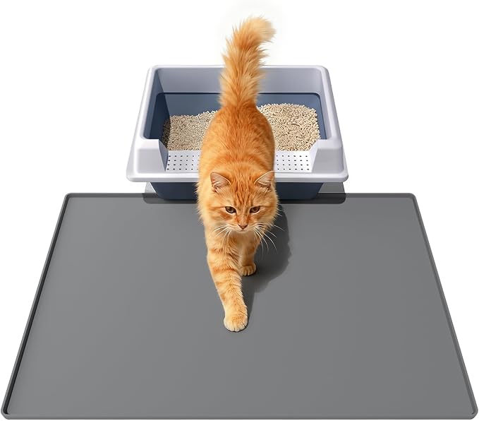 Cat Litter Mat 24" x 16",Soft Silicone Material, Easy Clean Waterproof No Slip Litter Tray Mat, Durable Cat Mat For Indoor,Garden