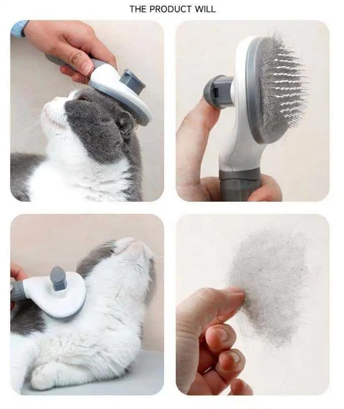 3-Pack Pet Grooming Kit for Dogs & Cats Self-Cleaning Slicker Brush, Deshedding Grooming Glove & Reusable Lint Roller Removes Loose Hair, Fur & Tangles, Easy to Clean