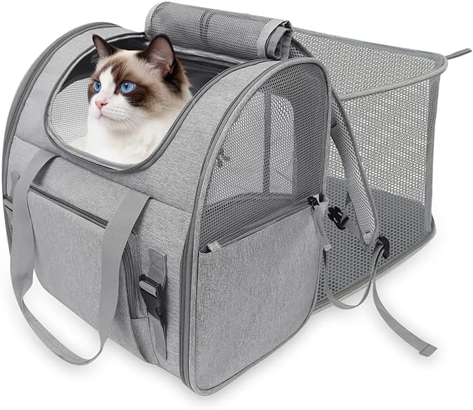 XIAPIA Cat Backpack Carrier, 16.5" Extra Wide Expandable Large Pet Carrier