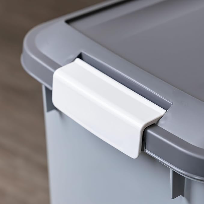 IRIS USA Dog Food Storage Container, 2-Pack, Up to 30 lbs, Gray/Dark Gray | Made in the USA, Comes w/ Wheels & 2-Cup Scoop, Airtight Seal, BPA-Free, Bird Seed, Cat food, Cat Litter, Multi-Pet Household