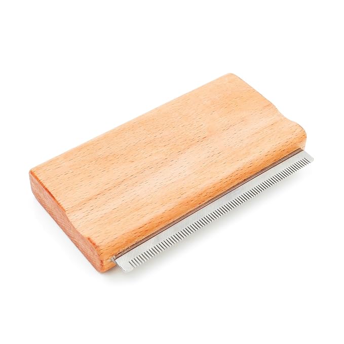 Deshedding Dog Brush with Wood Handle | Deshedding Comb, Undercoat Brush, Dog & Cat Hair Grooming Tool