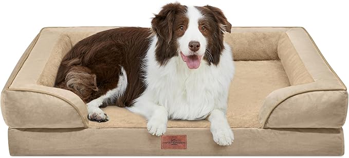 Comfort Expression Orthopedic Dog Beds for Large Sized Dog with Bolster | Waterproof Dog Couch Bed with Washable Cover & Non-Slip Bottom, Supportive Egg Crate Foam Large Pet Bed, 36x27 Inch
