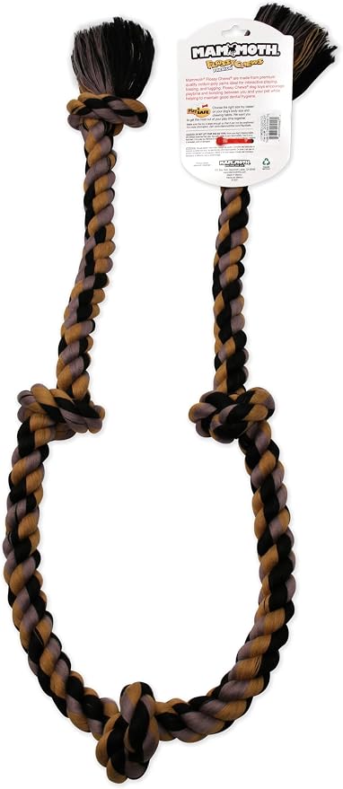 Mammoth Pet Products Flossy Chews Color Rope Tug – Premium Cotton-Poly Tug Toy for Dogs – Interactive Dog Rope Toy – Tug Dog Chew Toy, Beige, super xl 72”, 20042F