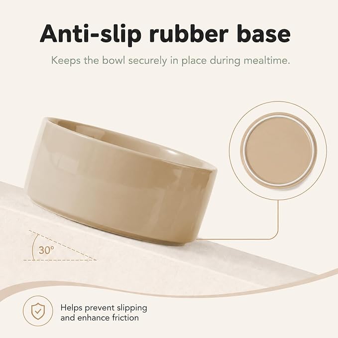 Havniva Ceramic Dog Bowls, Dog Food and Water Bowl Set, Dog Water Bowl | 6.1” Ceramic Dog Food Bowls with Non-Slip Rubber Base, Large Capacity, Double Dog Feeding Bowls for Small and Medium Dogs