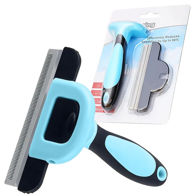 Deshedding Brush for Cats Short Hair Dogs - Undercoat Rake Reduces Shedding | Professional Pet Grooming Tool & Effective Deshedding Tools Short Hair Deshedding Brush to Reduce Shedding by 95%