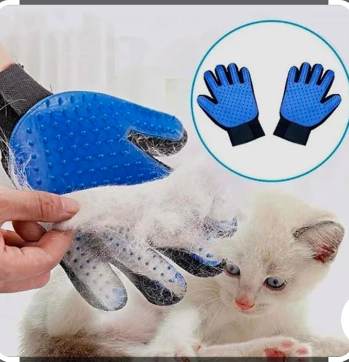 Dog Grooming Gloves – Pet Hair Remover for Dogs & Cats – Deshedding Glove for Shedding Fur, Bath & Massage – Silicone Brush for Short & Long Hair – 1 Pair