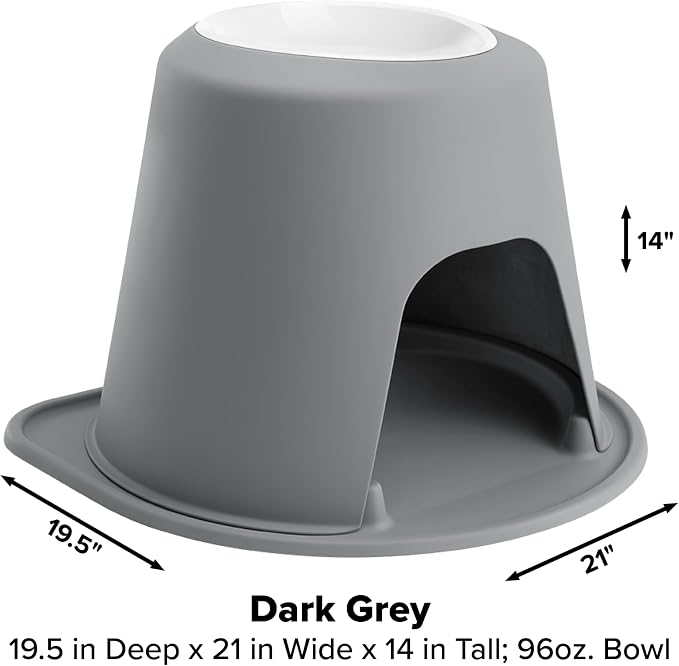 WeatherTech Single High Pet Feeding System w/Plastic Dog/Cat Bowls - 14" High Stand Dark Grey (PSH9614DGDG)
