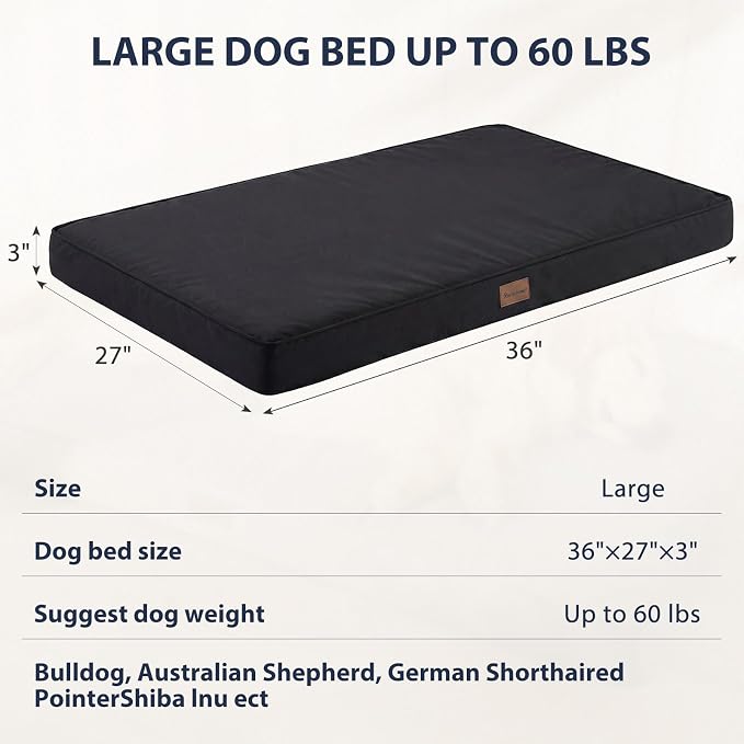 BFPETHOME Outdoor Waterproof Dog Bed for Large Dogs, Washable Cover, 36" | Outdoor & Indoor Use, Waterproof, For Medium, Large, Extra Large Dogs, Orthopedic, Egg Crate Foam, Up to 60 lbs