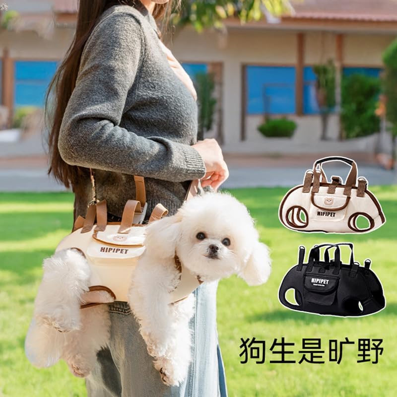 Pet Strap Artifact, Breathable Washable Dog Carrier Backpack, Multifunctional Double Shoulder Adjustable Dog Outing Bag Dog Accessories (Brown,Large)