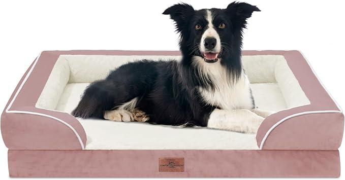 Comfort Expression Orthopedic Dog Beds for Large Sized Dog with Bolster | Waterproof Dog Couch Bed with Washable Cover & Non-Slip Bottom, Supportive Egg Crate Foam Large Pet Bed, 36x27 Inch