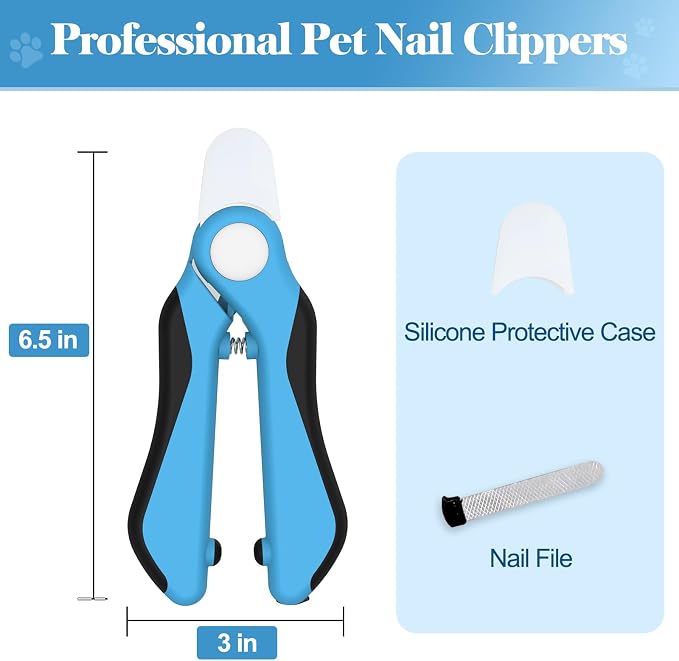 Swihauk Heavy Duty Dog Nail Clippers and Trimmers, Professional Pet Nail Clippers with Nail File for Dogs Cats Small Animal, Claw Clippers with Safety Guard to Prevent Over-Cutting, Blue