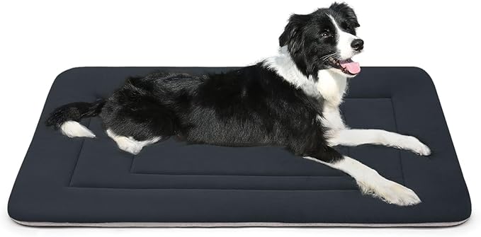 Dog Bed Soft Dog Crate Bed Pad Mat, 36 in Non Slip Bottom Washable Beds for Medium and Large Dogs, Pet Bed Mattress Kennel Pad, Dark Blue Gray