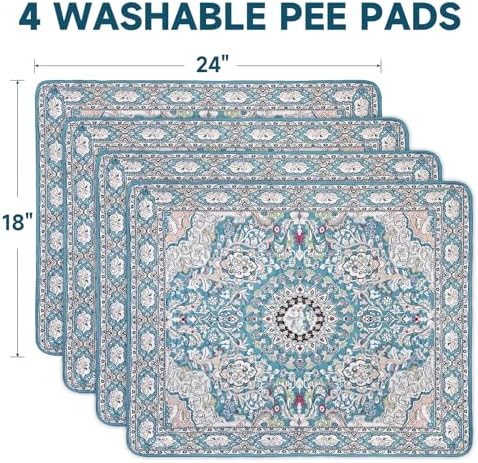 Washable Pee Pads for Dogs 4 Pack, Puppy Pads with Pheromones, 2026 Upgraded PuppyPad 18"x24" Waterproof Non-Slip Reusable Puppy Pad with Fast Absorbent,Leakproof Whelping Pads for Pet Housebreaking