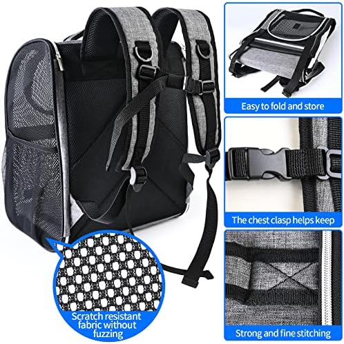 BAGLHER Pet Carrier Backpack, Ventilated Design, Pet Travel Backpack with Comfortable Shoulder Straps, Thicker Bottom Support, Two-Way Entrance Pet Carrier Backpack, Black
