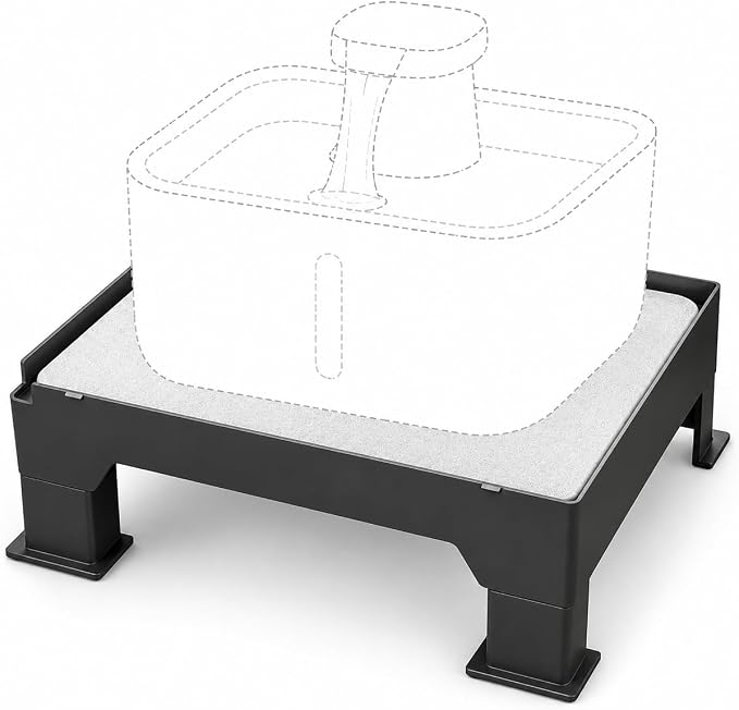 Raised Dog Fountain Stand with Absorbent Diatomite Mat, Adjustable 3.5" & 6" Dog Water Bowl Stand, Helps Keep Floors Dry, Elevated Pet Fountain Base for Dog Fountains, Feeders & Bowls(Stand Only)