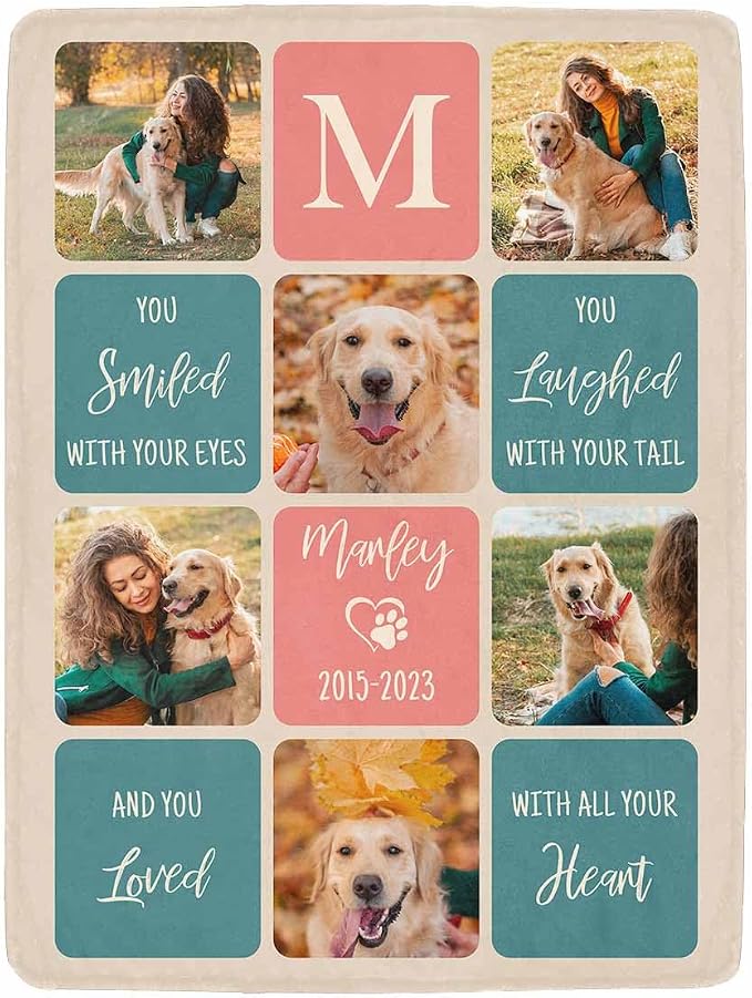 Artsadd Dog Memorial Gifts for Loss of Dog-Personalized Blanket with Photos and Name-in Loving Memory Gifts for Loved Ones Lost-Custom Remembrance Gifts Blankets for Pets Lover