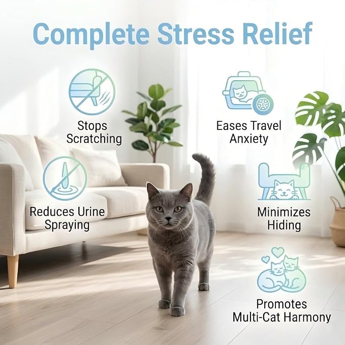 Cat Pheromone Calming Diffuser Gel, Unplugged Cordless Container, 1 Pack | Comforting Scent for Home and Car Travel, Lasts Up to 2 Months