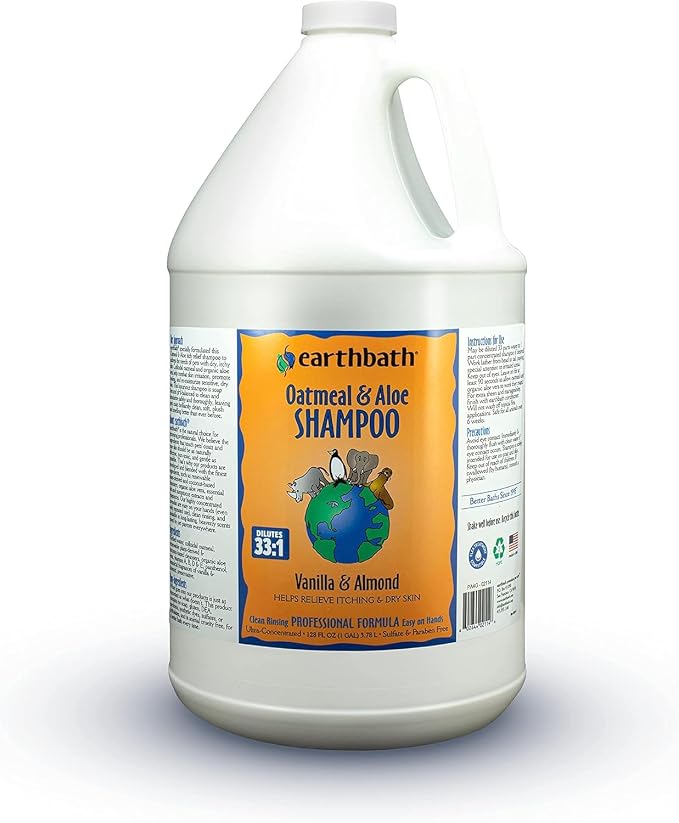 earthbath Oatmeal & Aloe Itch Relief Shampoo, Made in USA, 128 Oz (1 Pack) | Dog & Cat Oatmeal Pet Shampoo, For Itchy and Dry Skin, Cruelty Free, Vanilla and Almond