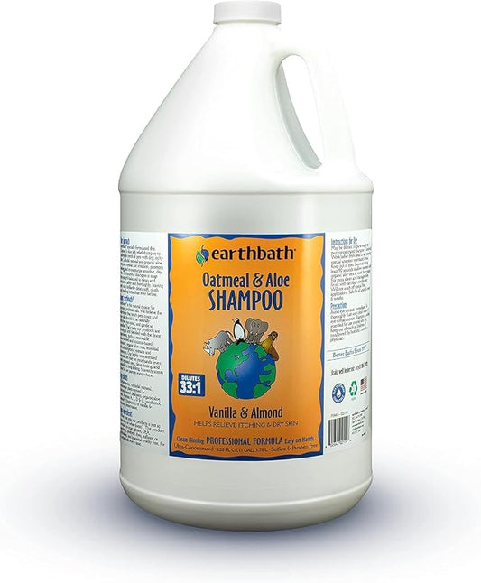 earthbath Oatmeal & Aloe Itch Relief Shampoo, Made in USA, 128 Oz (1 Pack) | Dog & Cat Oatmeal Pet Shampoo, For Itchy and Dry Skin, Cruelty Free, Vanilla and Almond