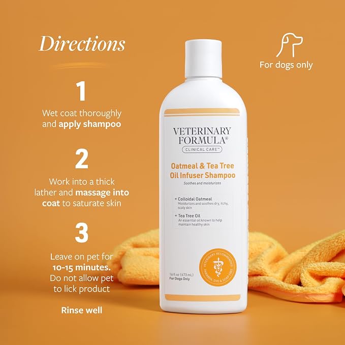 Veterinary Formula Clinical Care Oatmeal & Tea Tree Dog Shampoo, 16 oz | Gentle moisturizing care for dry, flaky skin and a soft, refreshed coat