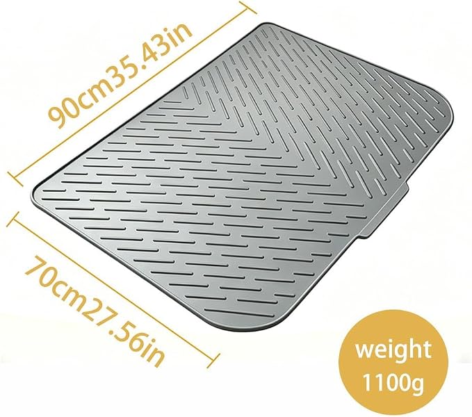 Silicone Cat Litter Mat 35" x 27" | Waterproof, Non-Slip Litter Trapping, Soft on Paws, Raised 0.7" Edge, Easy Clean with Drainage