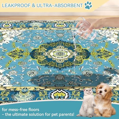 Washable Pee Pads for Dogs and Cats - 100% Waterproof Leakproof Reusable Puppy Pads, Super Absorbent & Non-Slip Whelping Training Pads Litter Mat for Furniture Protector Pet Housebreaking