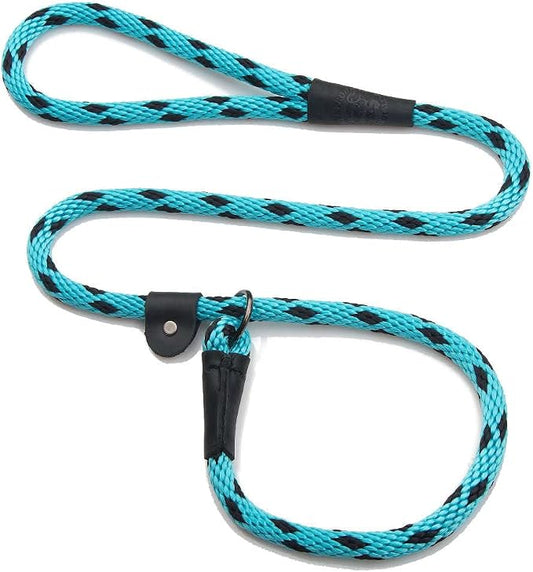 Mendota Pet Slip Leash - Dog Lead and Collar Combo - Made in The USA - Black Ice Turquoise, 1/2 in x 6 ft - for Large Breeds