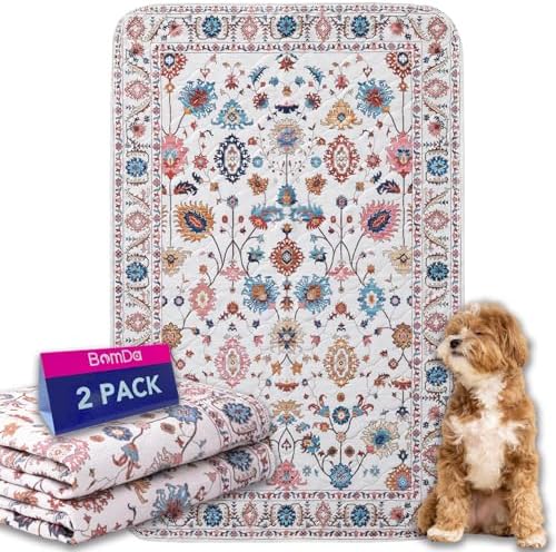Non-Slip Washable Pee Pads for Dogs, 2 Pack Super Absorbent and Leak-Proof Reusable Puppy Pads, Pet Training Pads Protect Against Urine Leakage, Soft, Quick-Dry(32x48In)