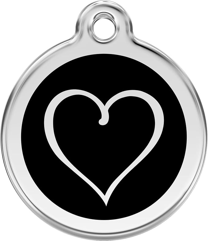 Red Dingo Personalized Tribal Heart Pet ID Dog Tag (Small Black)