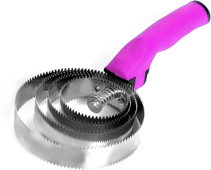 BOTH WINNERS Reversible Stainless Steel Curry Comb with Soft Touch Grip (Pink)