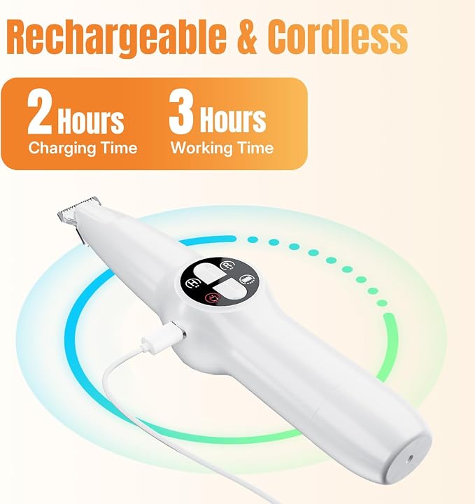 Mcbazel 2 in 1 Pet Micro Precision Trimmer & Nail Grinder, Multifunctional Rechargeable Pet Shaver Hair Nail Trimmer with LED Light for Paws Eyes Ears Face Buttocks for Large/Small Dogs and Cats