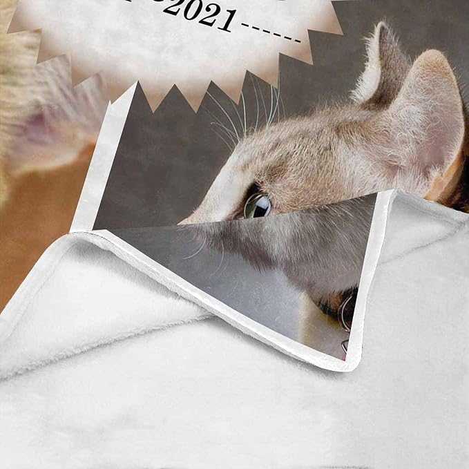Custom Photo Blanket Best Memorial for Your Pets - Personalized Cozy Fleece Throws Blanket with Picture Upload for Dogs Cats Family Friends