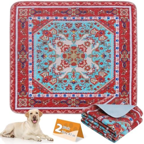 KOOLTAIL Washable Pee Pads for Dogs, 2 Pack Super Absorbent Reusable Puppy Training Pads Waterproof, Nonslip and Leak-Proof Dog Pee Pads, Large Pet Mats Whelping Pads for Floor, Crate, Couch 36*41