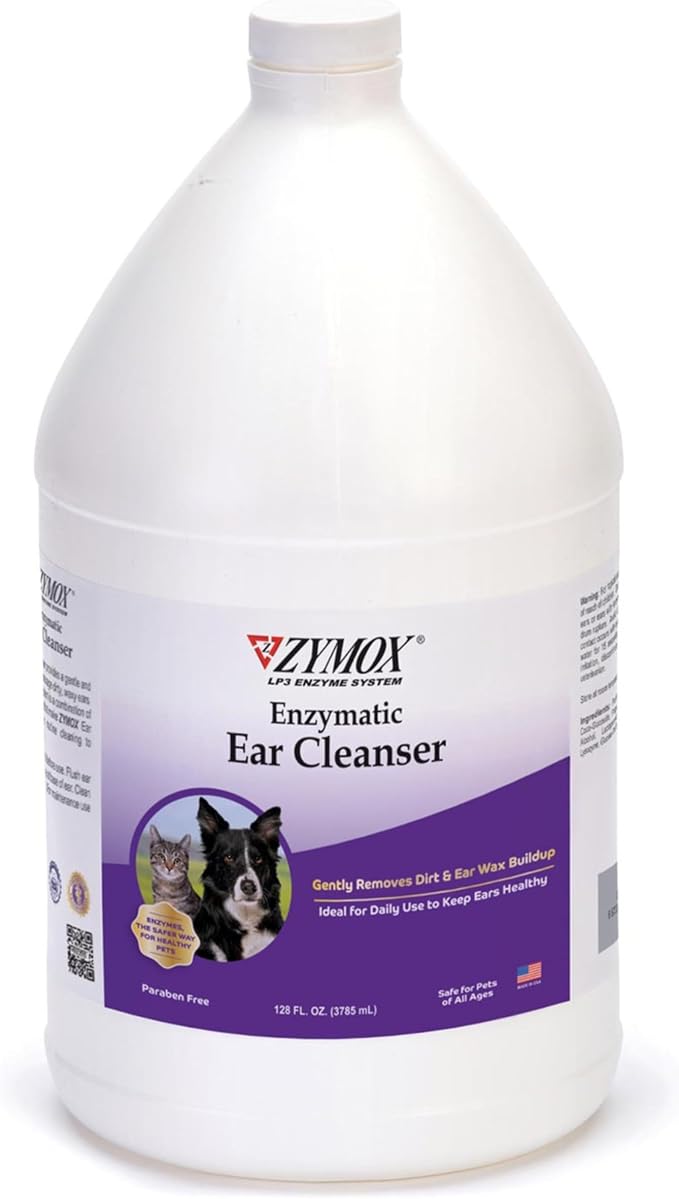Zymox Ear Cleanser Solution for Dogs and Cats, 1 Gallon