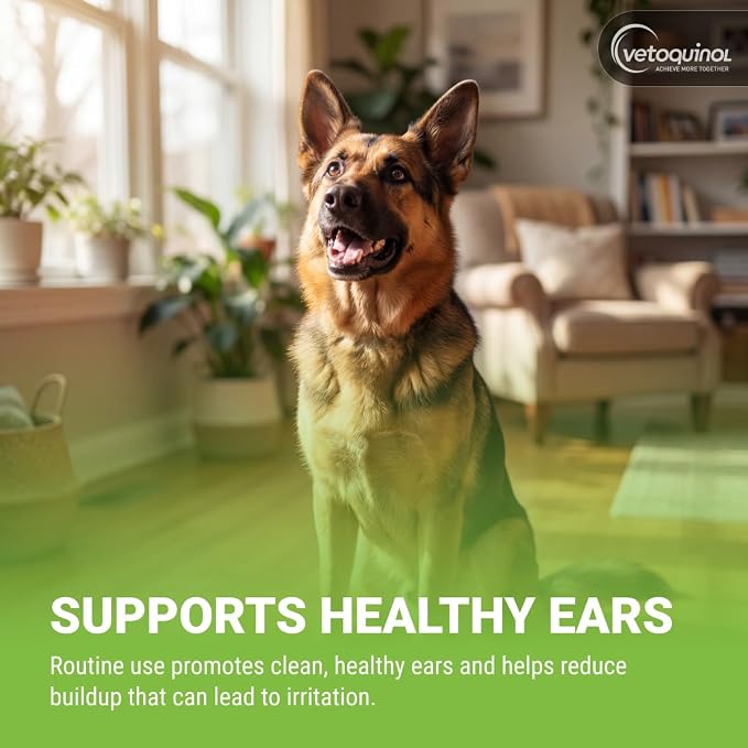 Vetoquinol Ear Cleansing Solution - Gentle Cleaner to Remove Dirt & Debris - Easy-to-Use Drops for Cats & Dogs - Support Clean and Fresh-Smelling Ears - Ideal for Routine Pet Hygiene - 4 Ounces