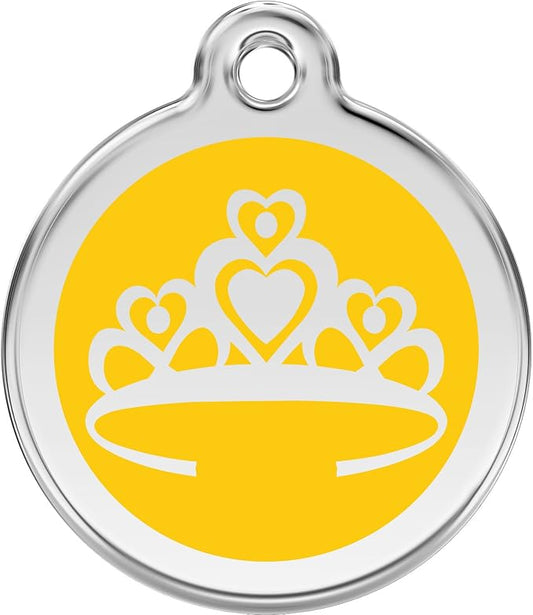Red Dingo Personalized Crown Pet ID Dog Tag (Small Yellow)