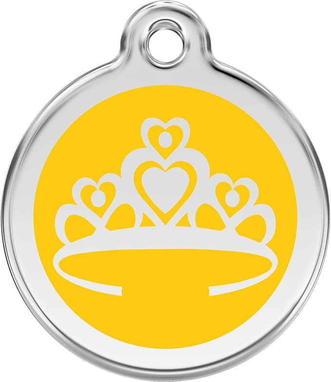 Red Dingo Personalized Crown Pet ID Dog Tag (Medium Yellow)