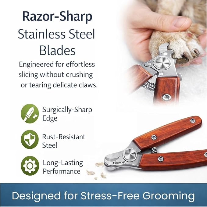 Diamondg Heavy Duty Dog Nail Clipper and Trimmer with Full Length Hardened Steel and Wooden Handle