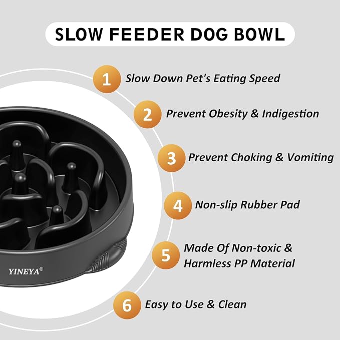 YINEYA 4 Cups Slow Feeder Dog Bowls Large Breed, Anti-Choking Pet Supplies, Maze Dog Food Bowl, Puzzle Feeder That Slow Down Eating | Dog Food Bowl Slow Down Eating Prevents Bloat, Promotes Healthy Digestion, Puzzle Feeder Interactive Makes Meal Time Fun