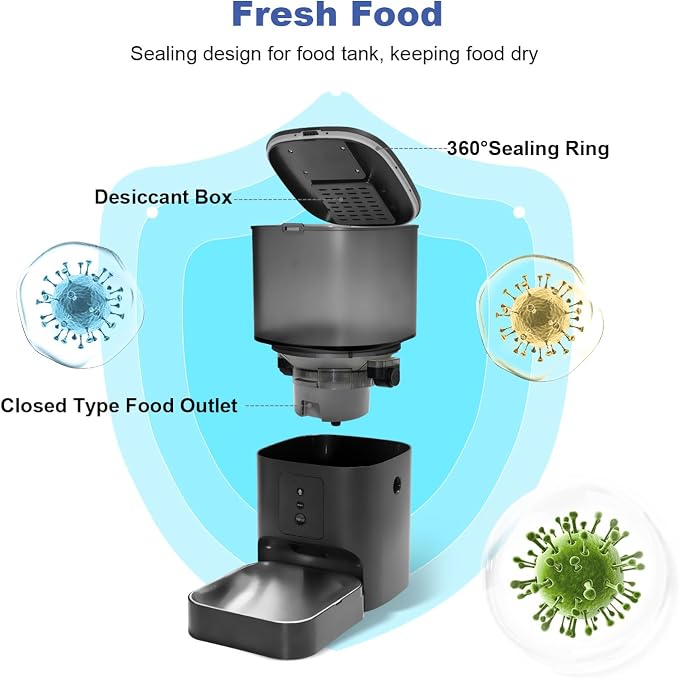 ANDOLL HOME 2.4G Automatic Cat Feeder, 4L WiFi Food Dispenser with 10s Voice Recorder, Pet Feeder up to 10 Meals per Day, Timed Cat Feeder with Dry Food Sealed Ring