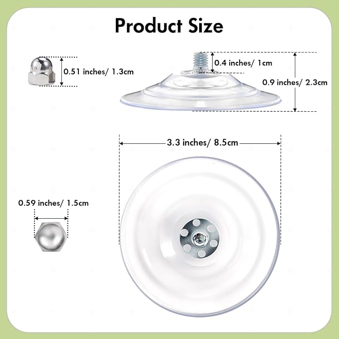 AMOSIJOY 4 Pack Cat Window Perch Strong Replacement Suction Cups with Screw | Extra Strong Adhesive, Reusable and Removable, Suitable for Cordless & Foldable Cat window perch