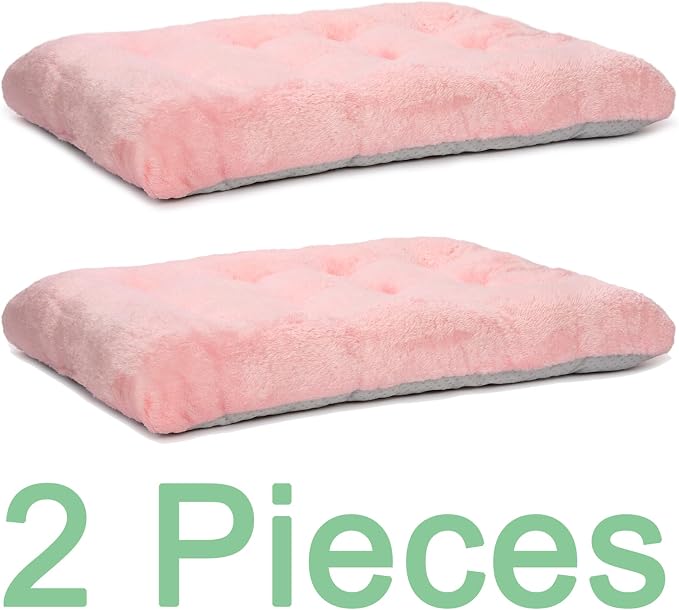 POMIU 2-Pack Dog Bed, Washable Deluxe Plush Crate Beds with Anti-Slip | Machine Washable Kennel Pad Sleeping Mat for Large, Medium and Small Dogs