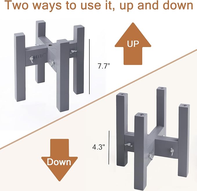 Elevated Dog Bowl Stand Adjustable Dog Food Holder 10”H Medium Grey | 10” Elevated Dog Bowl Stand, Medium Dogs, Adjustable, Fits 7”-10” Bowls, Single Bowl Holder, Natural Bamboo, Classic Grey
