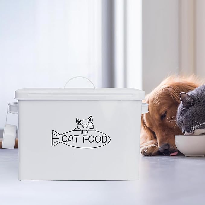Vumdua Large Dog and Cat Food Storage Container, Farmhouse Pet Food Storage Containers with Lid and Dry Food Scoop, Durable Airtight Cat Container 12-13 lbs Capacity, Great Gift for Pet Owners