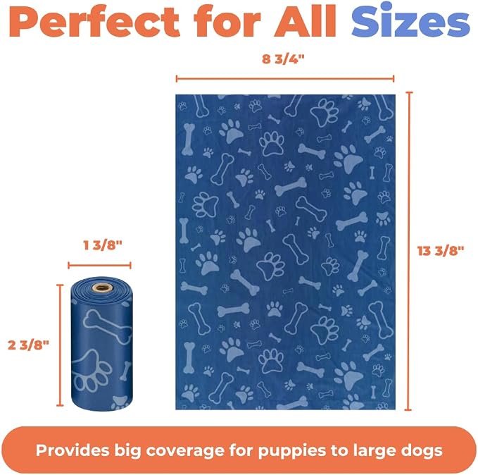 Best Pet Supplies Dog Poop Bags for Waste Refuse Cleanup, Doggy Roll Replacements for Outdoor Puppy Walking and Travel, Leak Proof and Tear Resistant, Thick Plastic - Loyal Blue, 240 Bags