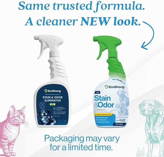 Eco Strong Pet Stain and Odor Remover - Cat Urine Enzyme Cleaner Destroyer, Urine Destroyer for Dogs, Pet Urine Enzyme Cleaner - 32 OZ