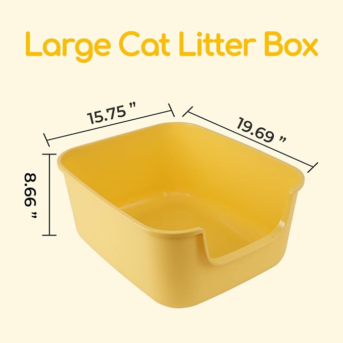 Large Cat Litter Box with High Sides,Cat Boxes for Indoor Cats,Cat Litter Pan for Kitty,Litter Box with Low Entry,Easy to Clean,Anti-Splashing (Green)