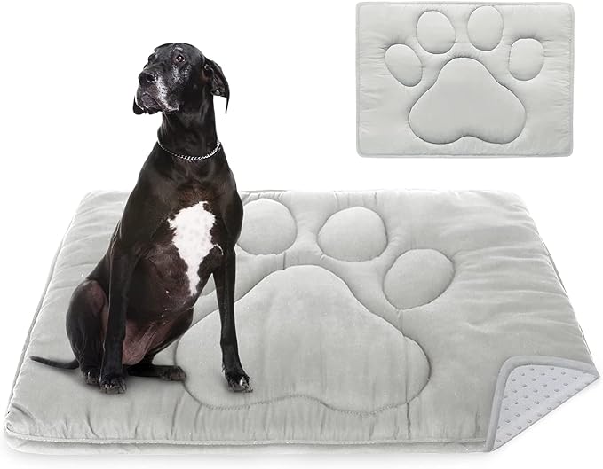 Dog Crate Pad(30"x 48"), Crate Mat with Anti-Slip Bottom | Dog Mats for Sleeping, Breathable Kennel Pad, Dark Colored to Hide Stains, Grey